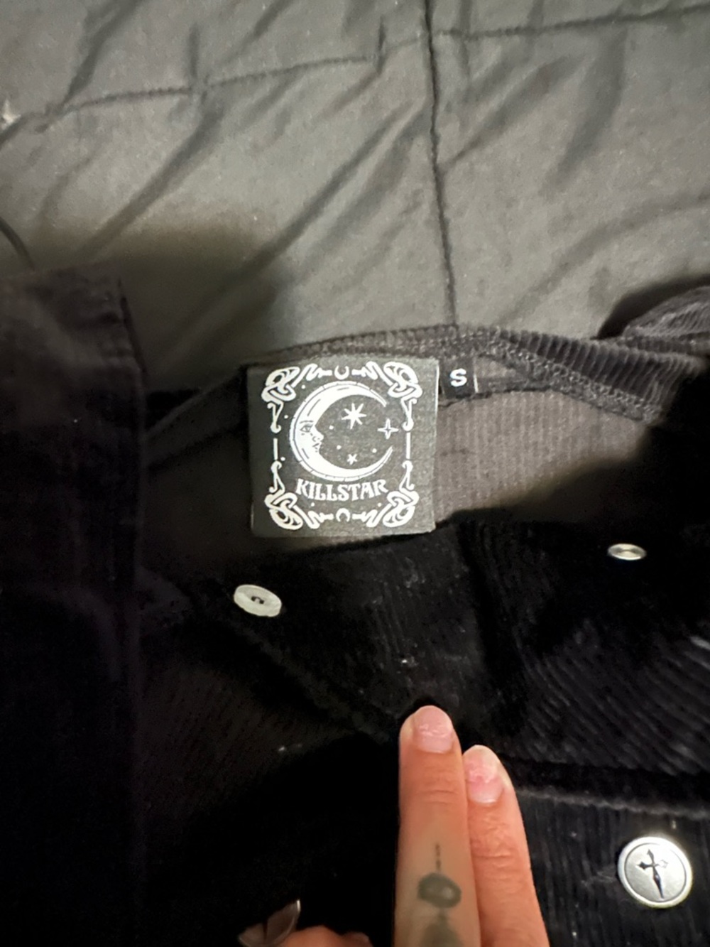Killstar Black Velvet Button-Front Mini Dress - Picture 5 of 6